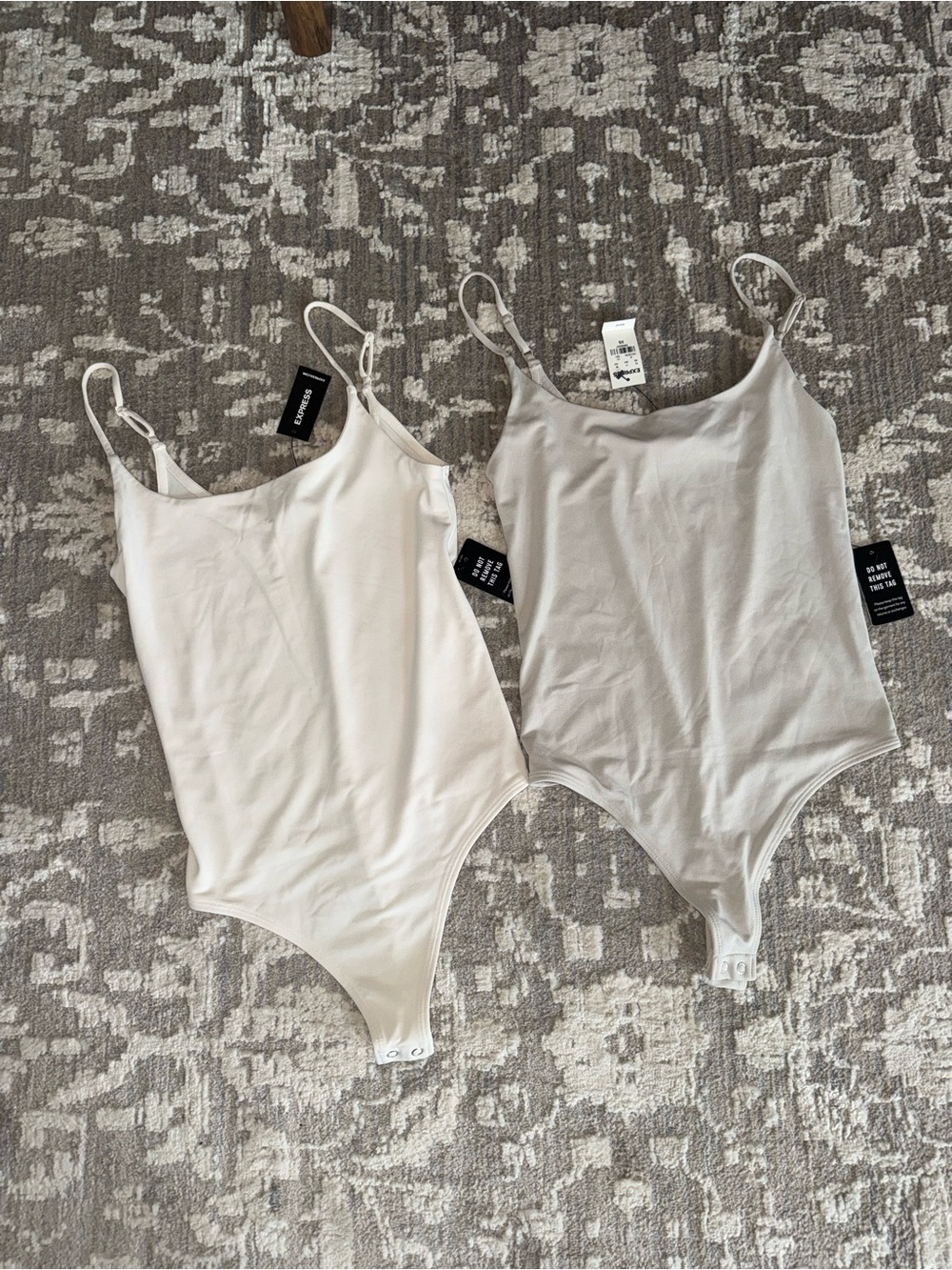 NWT Express Double Pack Scoop Neck Bodysuits - White & Light Gray